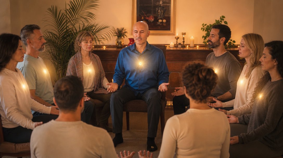 Emanuele Bonin, istruttore di Pranic Healing, durante una meditazione