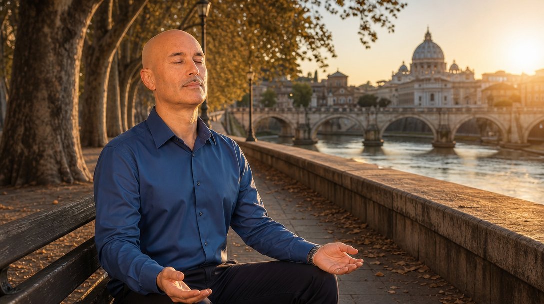 Emanuele Bonin, istruttore di Pranic Healing, durante una meditazione
